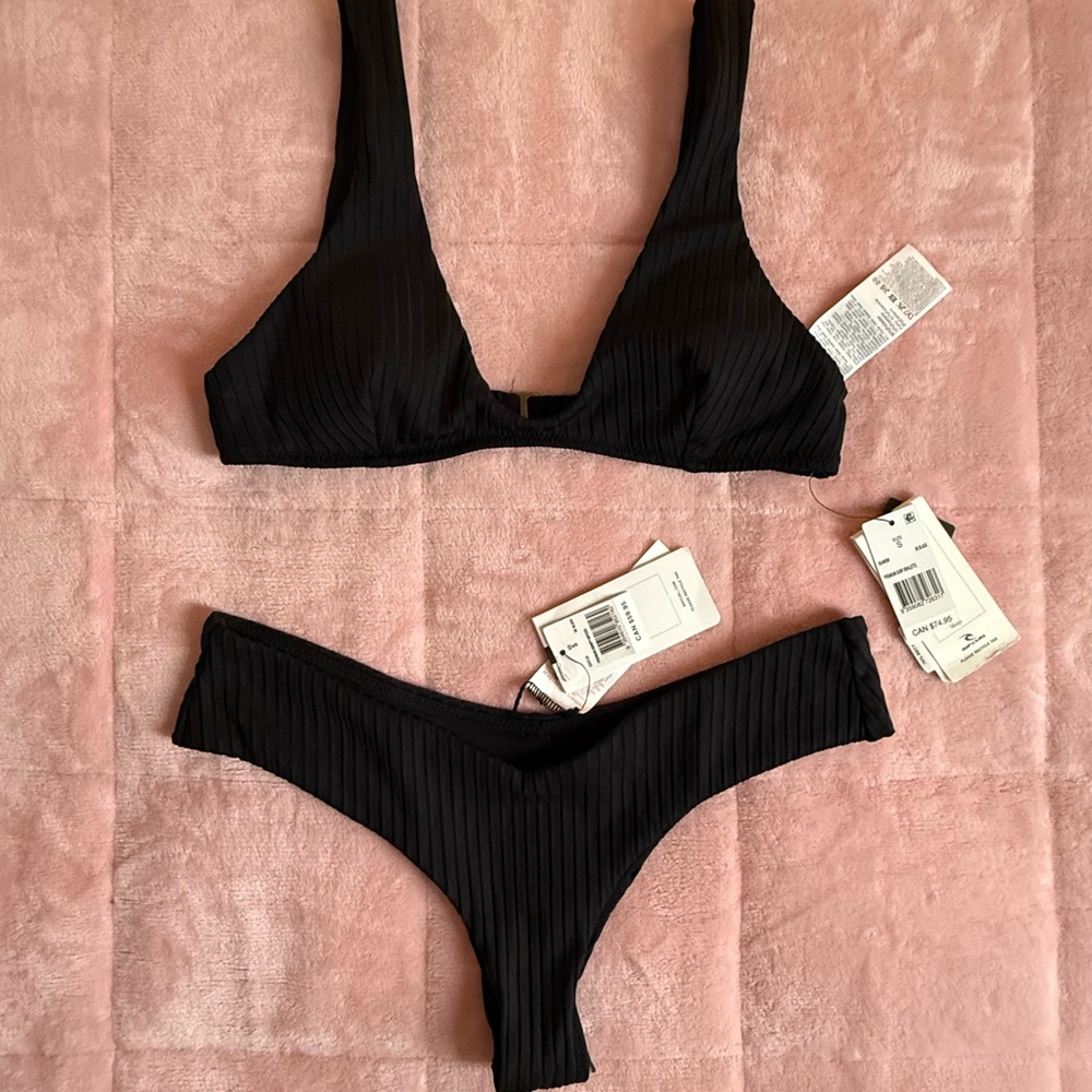 Black Ribbed Bikini Set